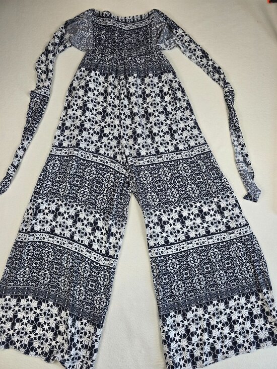 Audrey Parks Pants - Audrey Parks By Francescas Small Smocked Strapless Floral Boho Jumpsuit